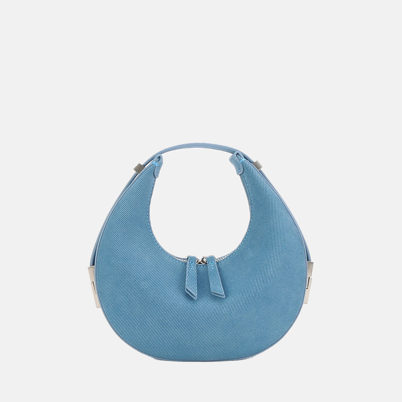 Halbmond-Hobo-Taschen aus echtem Leder für Frauen in Blau