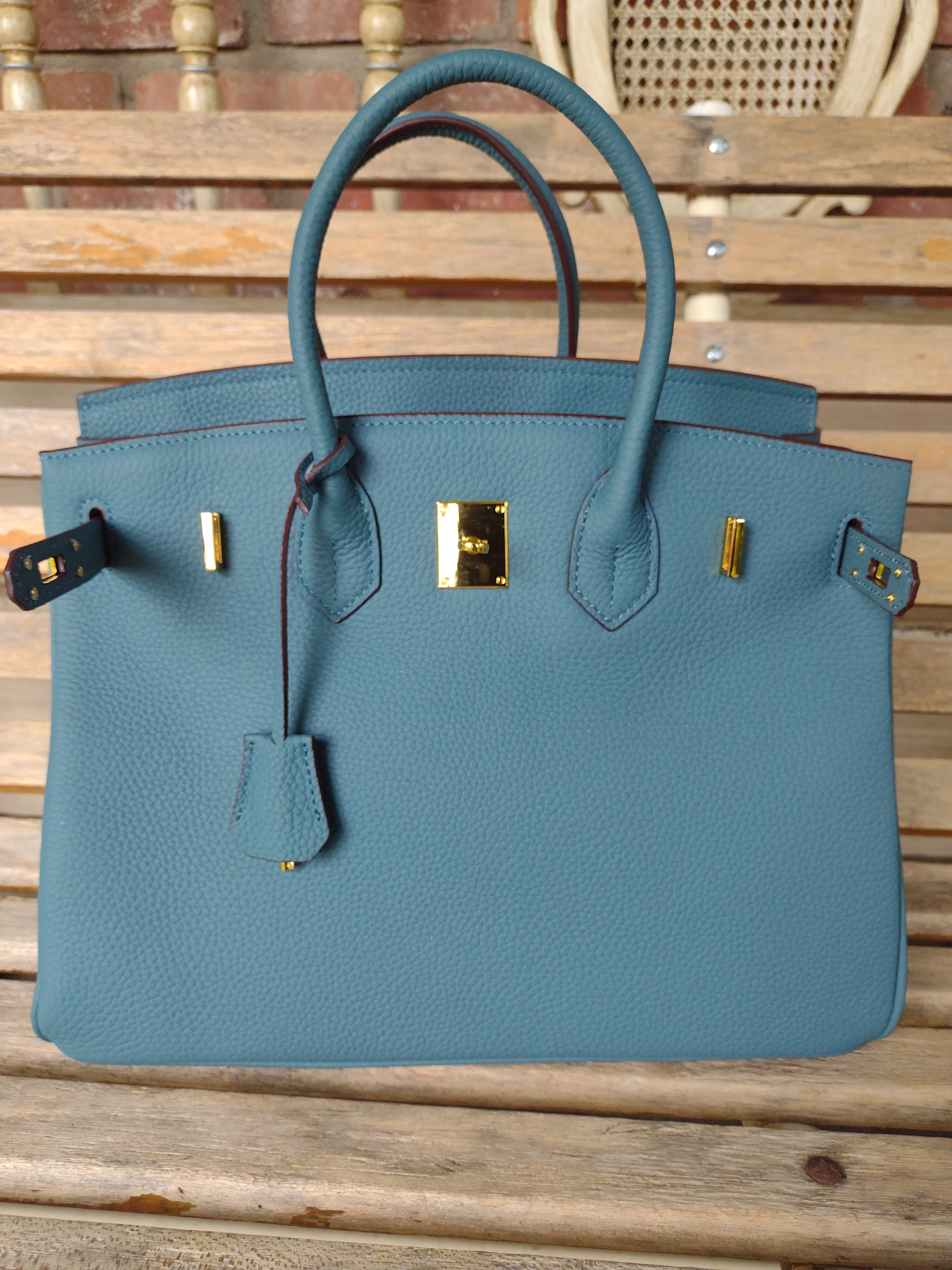 Women's Genuine Leather Top Handle Handbags  - 35 cm Version - Without Shoulder Strap photo review