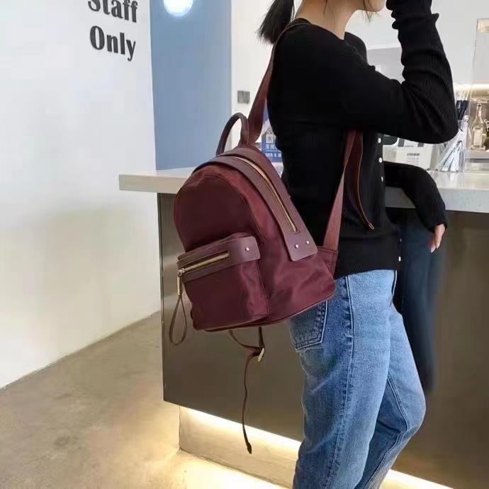Women's Nylon and Leather Backpack for Casual Travel photo review