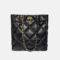 Women's Black Leather Quilted Chain Tote Bag