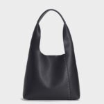 Damen Minimalismus Echtes Leder Patchwork Schultertasche Hobo Bag