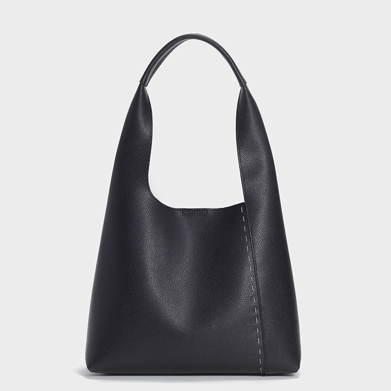 Minimalisme Femmes Cuir Véritable Patchwork Shoulder Hobo Bag