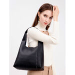 Minimalisme Femmes Cuir Véritable Patchwork Shoulder Hobo Bag