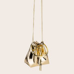 Women's Gold Fringe PVC Bucket Bag with Round Bracelet Chain Handle