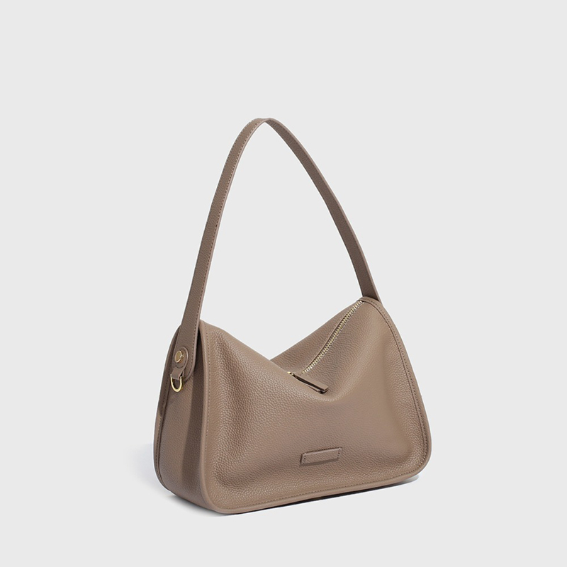 Women's Minimalist Genuine Leather Zipper Hobo Shoulder Bag - ROMY TISA