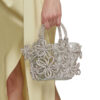 Women's Transparent Butterfly Bow Evening Tote Bag with Rhinestones