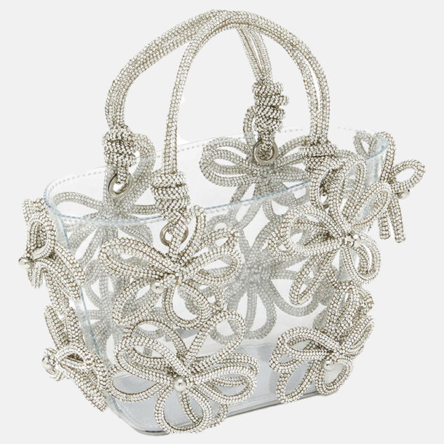 Transparente Abendtasche mit Schmetterlingsschleife und Strasssteinen für Frauen