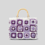 Women's Woven Grass Bamboo Handle Tote Bags with Color Block Design