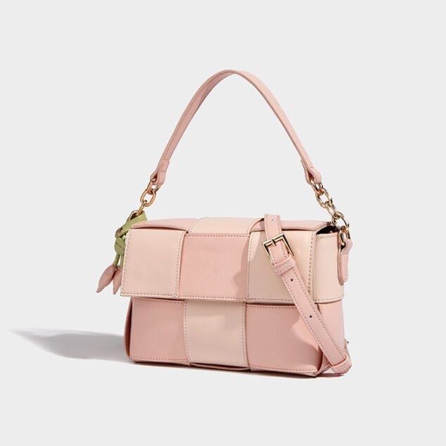 Women's Woven PU Patchwork Mini Tote Shoulder Bag