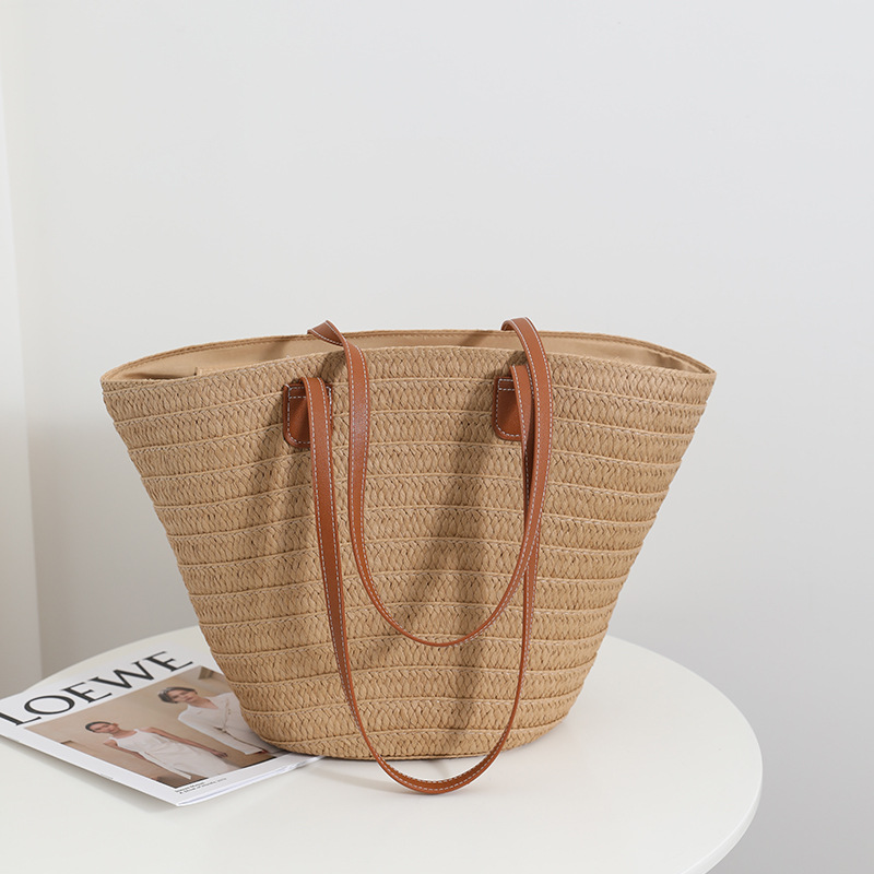 Women's Woven Straw Beach Tote Bag with Large Capacity