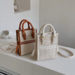 Women's Woven Straw Shoulder Tote Bag for Beach Vacation
