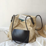 Women's Woven Tote Bag in Straw Material with Spacious Interior