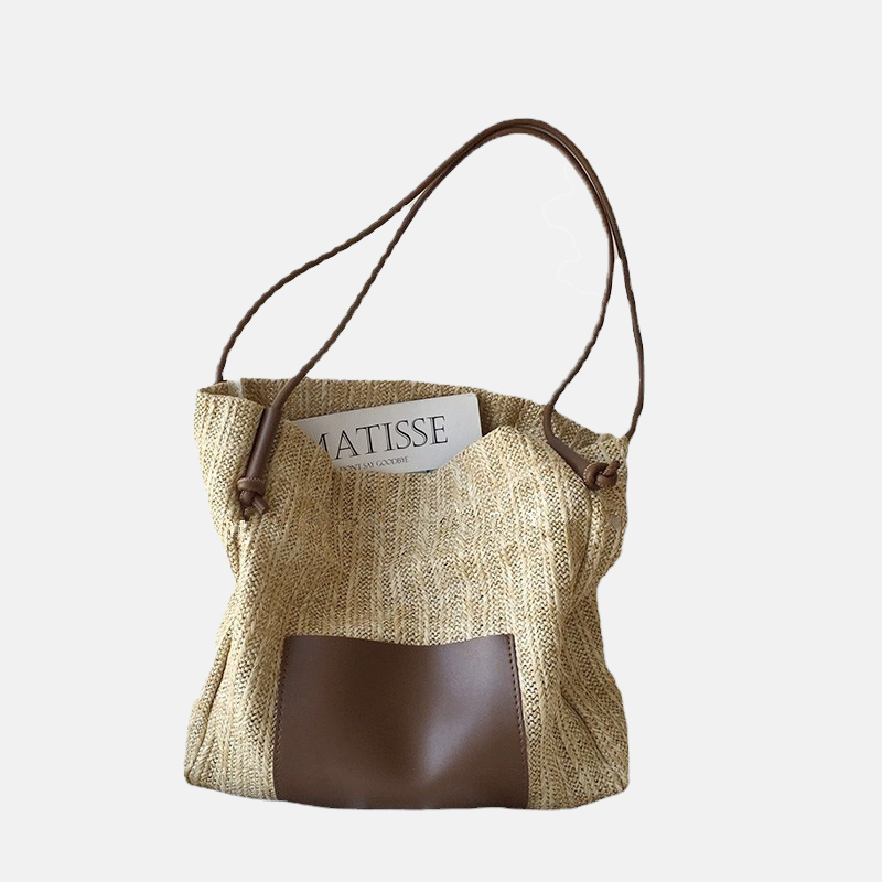 Women's Woven Tote Bag in Straw Material with Spacious Interior