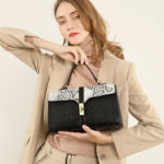 Women's Genuine Leather Crocodile Crossbody Messenger Bag with Handle