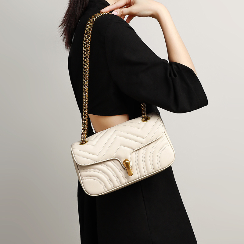 Women's Leather Quilted Chain Crossbody Bag
