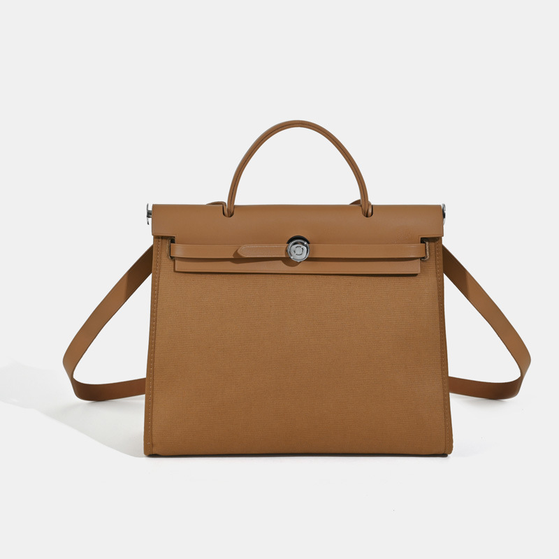 Sac à main en toile avec boucle de verrouillage pour femmes