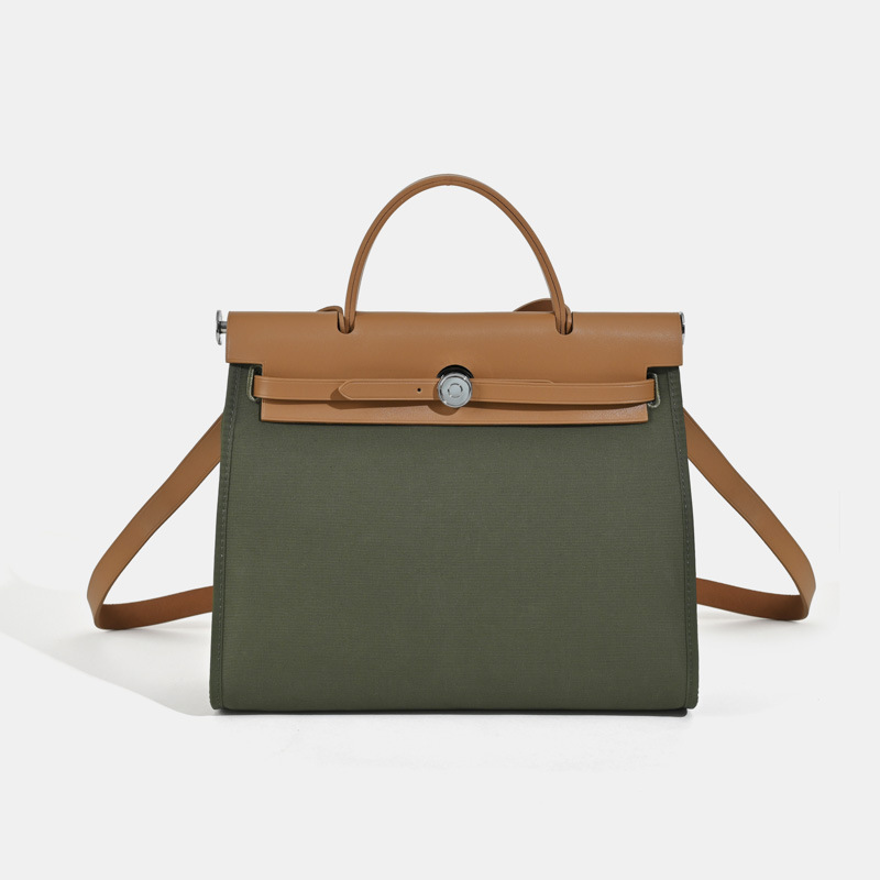 Sac à main en toile avec boucle de verrouillage pour femmes