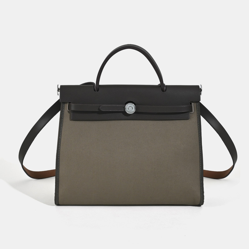 Sac à main en toile avec boucle de verrouillage pour femmes