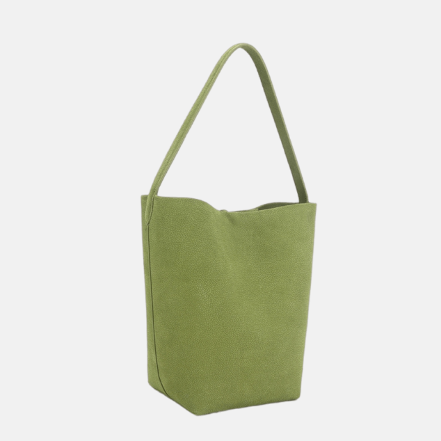 Women's Green Genuine Leather Matte Single-Shoulder Bucket Bag
