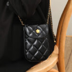 Women's Quilted Chains Crossbody Phone Purse in Genuine Leather