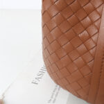 Women's Woven Genuine Lambskin Leather Top Handle Bucket bags