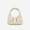 Womwn's Beige Slouchy Small Baguette Bag in Genuine Leather