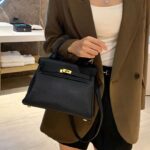 Sac à main supérieur en cuir véritable pour femmes, grain litchi