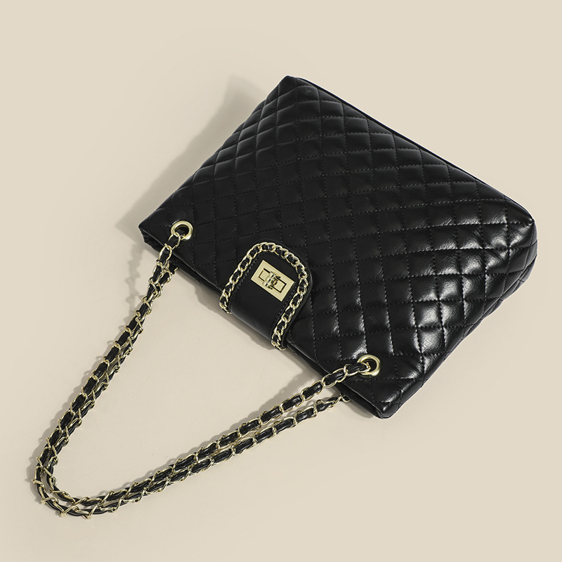 Women's Chains Quilted Square Tote in Vegan Leather
