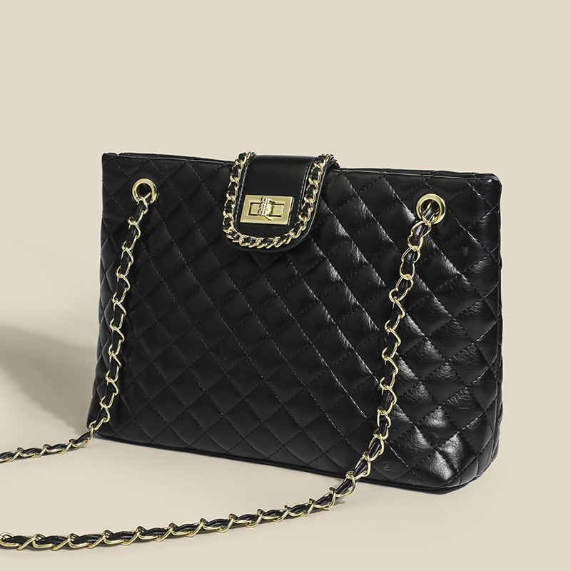 Women's Chains Quilted Square Tote in Vegan Leather