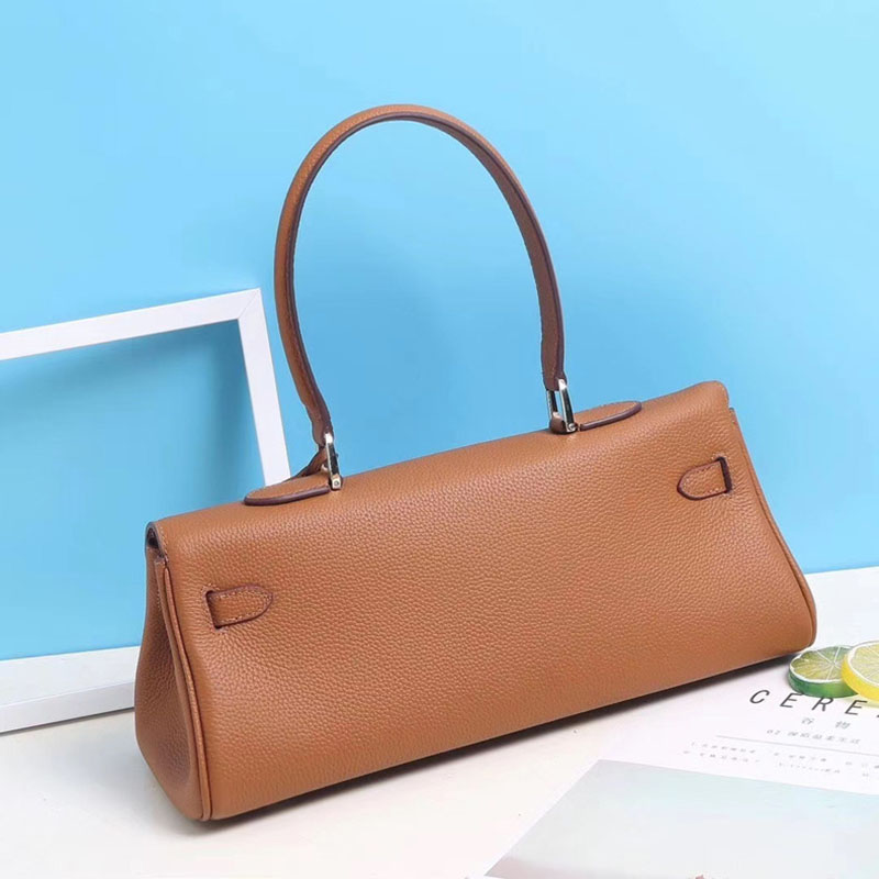 Women's Genuine Leather Top Handle Baguette bag