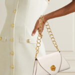 Women's Gold Chains Flap Baguette Bags in Vegan Leather