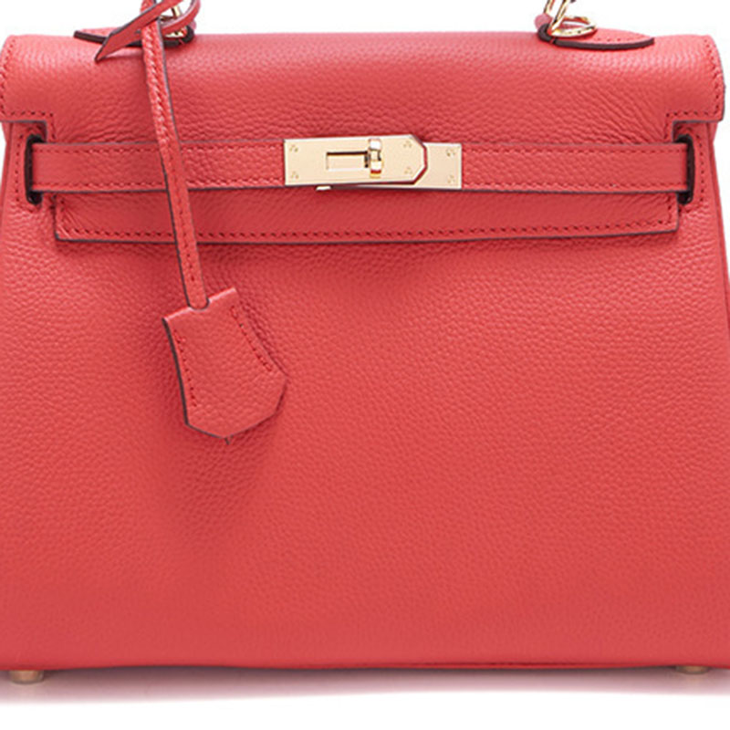 Sac à main supérieur en cuir véritable pour femmes, grain litchi