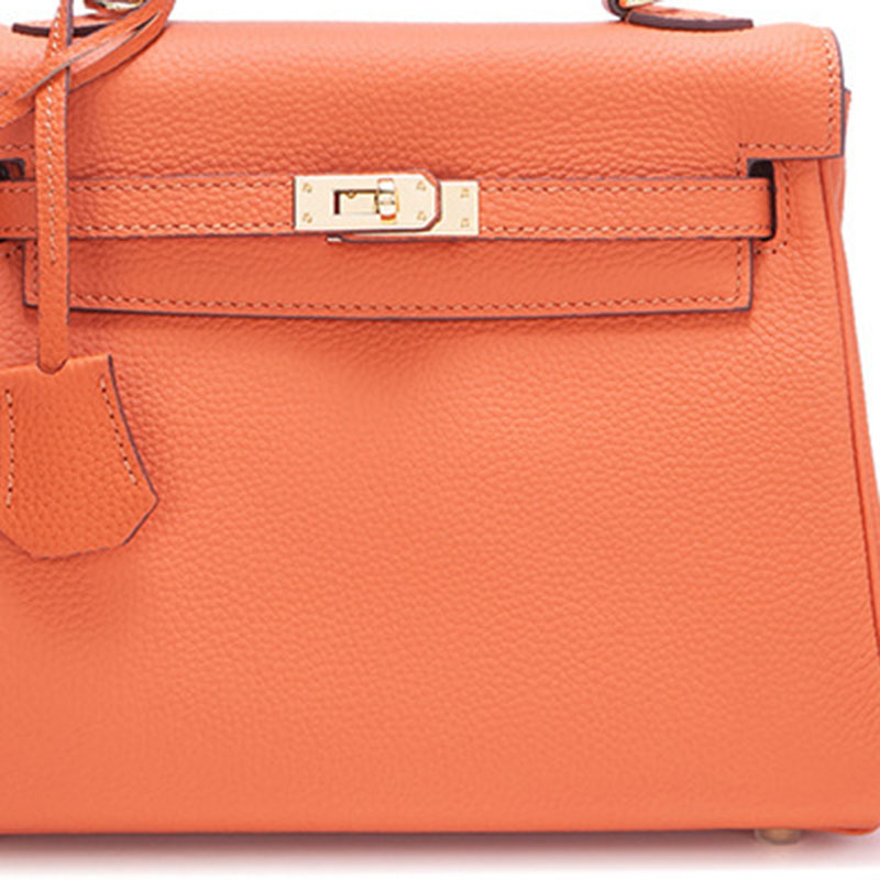 Sac à main supérieur en cuir véritable pour femmes, grain litchi