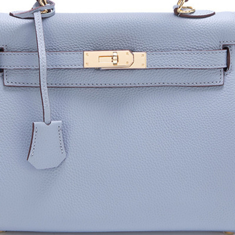 Sac à main supérieur en cuir véritable pour femmes, grain litchi