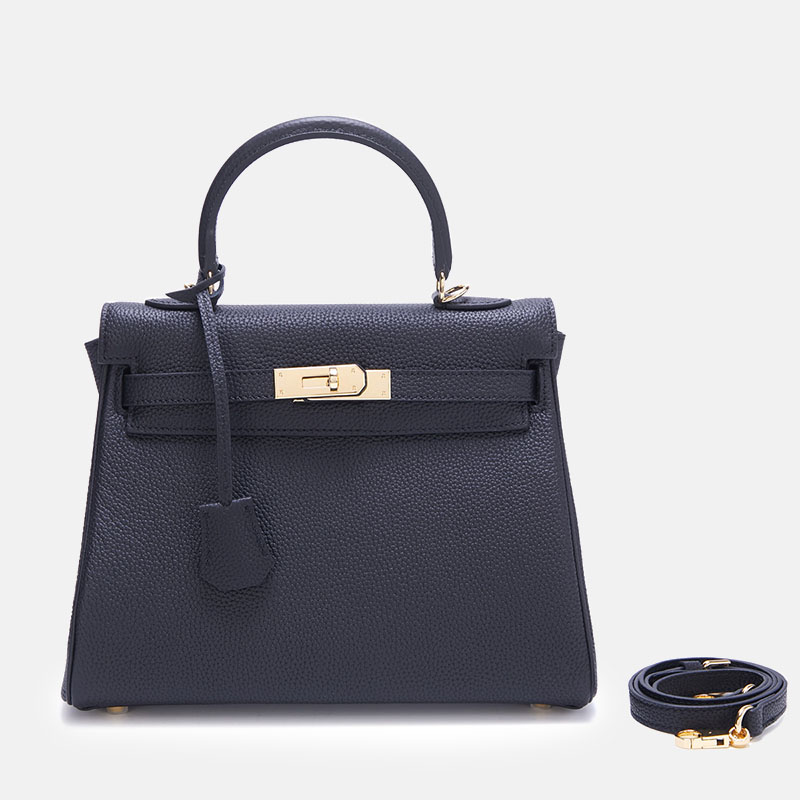 Sac à main supérieur en cuir véritable pour femmes, grain litchi