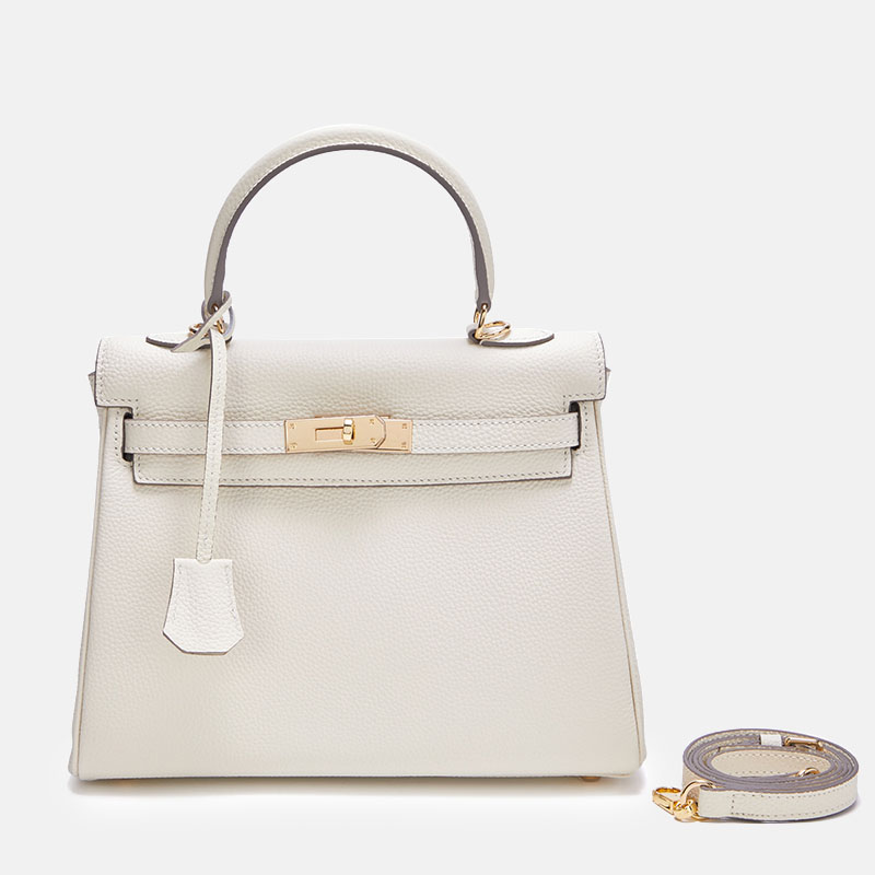 Sac à main supérieur en cuir véritable pour femmes, grain litchi