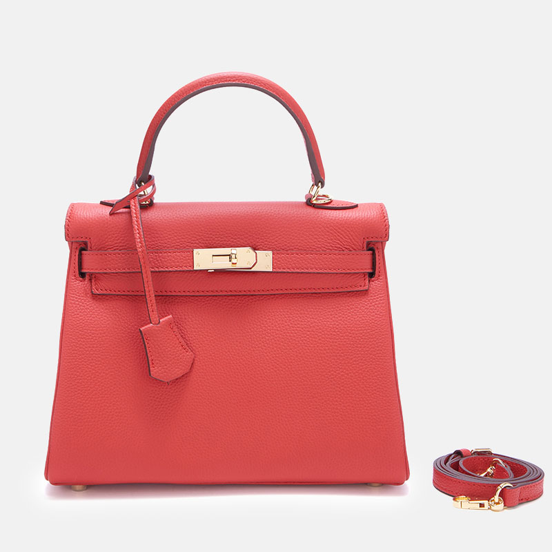 Sac à main supérieur en cuir véritable pour femmes, grain litchi