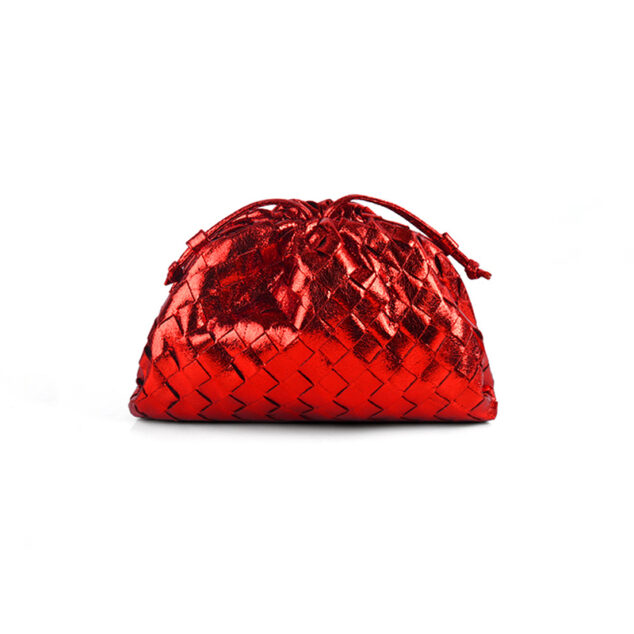 BOTTEGA VENETA: The mini pouch clutch in woven leather - Red