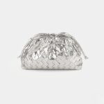 Women's Mini Woven Evening Clutch Bags in Metallic Vegan Leather