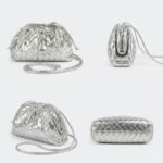 Women's Mini Woven Evening Clutch Bags in Metallic Vegan Leather
