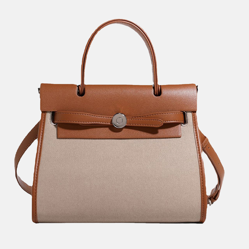 Women's Two Tone Top Handle Bags with Shoulder Strap