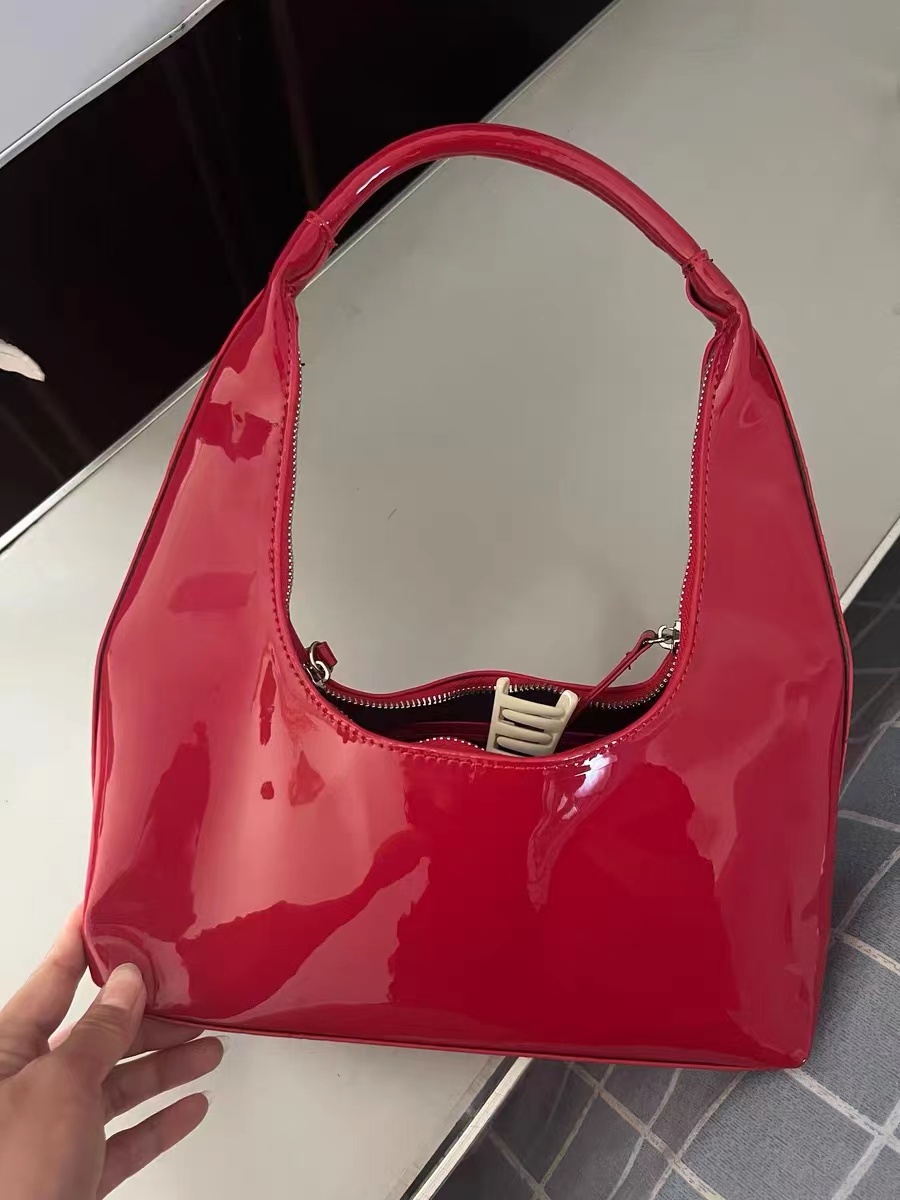 Women's Hobo Baguette Shoulder Bags in Vegan Patent Leather photo review