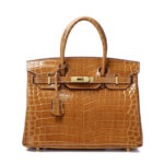 Women's Smooth Croc Print Genuine Leather Top Handle Bags