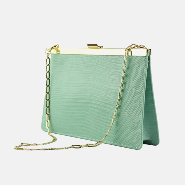 Women's Genuine Leather Lizard Pattern clutch shape Crossbody Shoulder Bag
