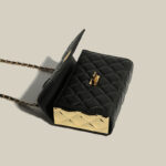 Women's Genuine Leather Quilted Chain Crossbody Top Handle Bag
