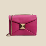 Women's Genuine Leather Studded Chain Shoulder Bag