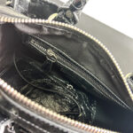 Women's Genuine Leather Studded Zipper Top Handle Bag