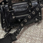 Women's Genuine Leather Studded Zipper Top Handle Bag