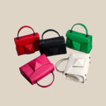 Women's Large Studs Shoulder Bag in Genuine Leather