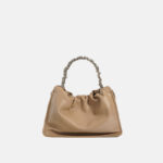 Women's Minimalist Genuine Leather Pleated Chain Top Handle Bag